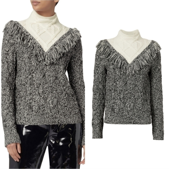 INTERMIX Deja Wool Fringe Sweater XS - Picture 3 of 13